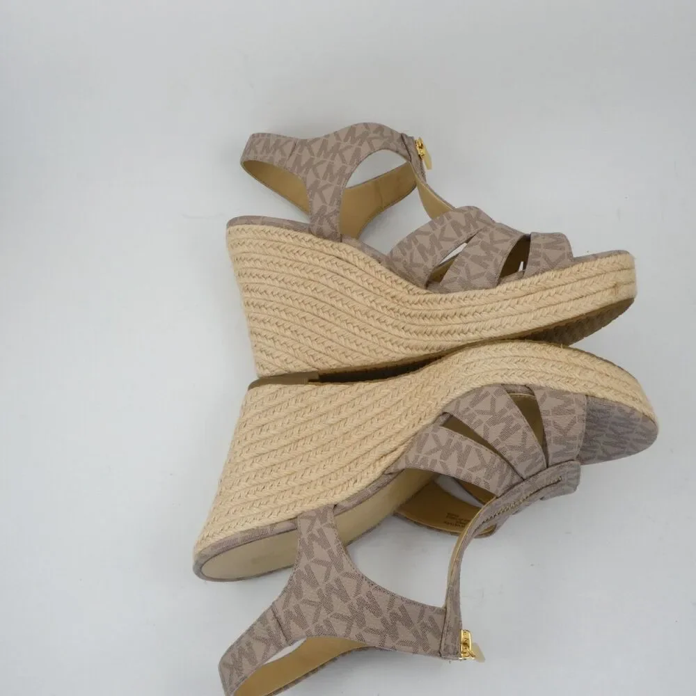 Michael Kors Women's US Size 10 M Vanilla White Wedge Sandals Signature Damita